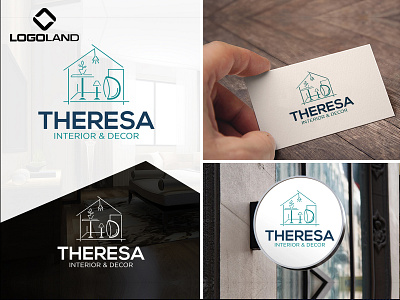 THERESA INTERIOR & DECOR LOGO Designed By LOGOLAND branding design illustration interior logo minimal real estate vector