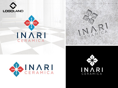 INARI CERAMIC logo Designed BY LOGOLAND branding design graphic design illustration logo marble minimal sanitary tiles typography