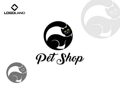 PetShop Logo Designed By LOGOLAND animal branding cat logo design graphic design illustration logo minimal pet logo pet shop logo vector