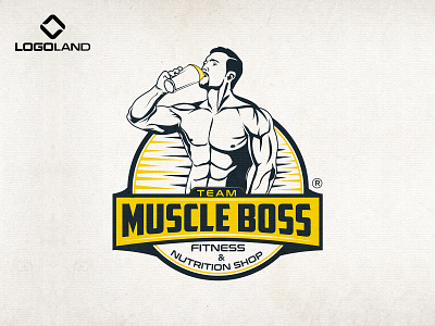 MUSCLE BOSS Logo Designed By LOGOLAND branding design graphic design gym logo illustration logo minimal nutritional logo protein powder sophisticated logo whey protein logo