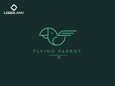 Flying Parrot Minimal Logo Designed By LOGOLAND bird logo graphic design grpahic logo iconi illustration logo minimal minimal logo parrot logo vector
