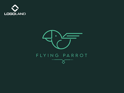 Flying Parrot Minimal Logo Designed By LOGOLAND