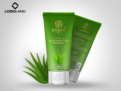 Riona Aloevera Gel Tube Designed By LOGOLAND box packaging desinging cosmetic tube packaging design design graphic design illustration label design logo minimal packaging desing vector