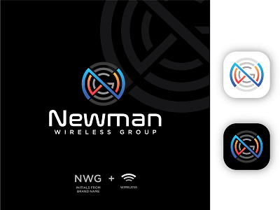 NEWMAN WIRELESS GROUP Logo Designed By LOGOLAND branding graphic design illustration initail logo logo minimal minimal logo mobile logo modern logo software technologies vector logo wi fi logo