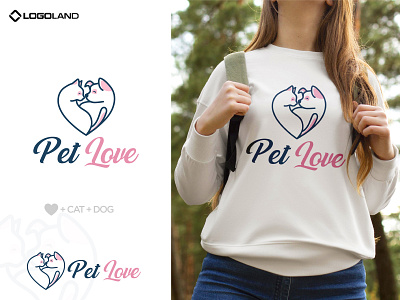 Pet Love Logo (On Sale : $70) Created By LOGOLAND animal branding logo logo logo minimal pet logo pet shop vector venetary veterinary