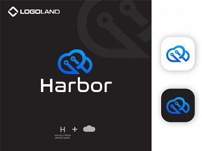 Harbor Logo(Cloud Technology) For Client Designed By LOGOLAND branding cloud logo cloud technology design illustration minimal minimal logo modern logo software logo vector website