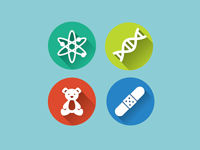 Matte icons flat icons long shadow science