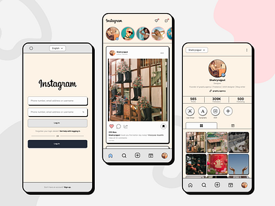 Instagram app in retro style app branding design design challange graphic design image gallery app instagram in retrostyle modern design app profile page uiux retro style retro style app typography ui uiux