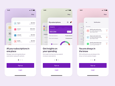 Onboarding process app design ui