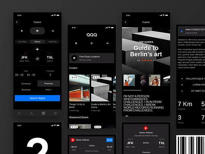 Travel App Concept airlines application booking dark theme journey mobile design search engine travel travel agency travel app trip ui design ui ux concept user experience design