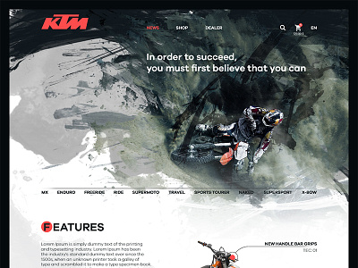 Ktm redesign bike concept ecommerce concept design layout nature outdoors product catalogue eshop product page user experience design ux ui web landing page website interface