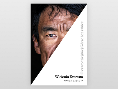 W cieniu Everestu (In the Shadow od the Everest) — Book Cover book book cover design diagonal face human illustration minimal person simple symetry typography