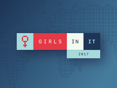 Girls in IT blue colors event logo minimal monterail red shapes simple white