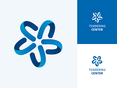 Tendering Center Logo 3d blue design dimensional logo minimal monterail simple