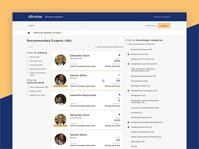 Afriwise Experts Page africa dense design legal monterail typography ui ux