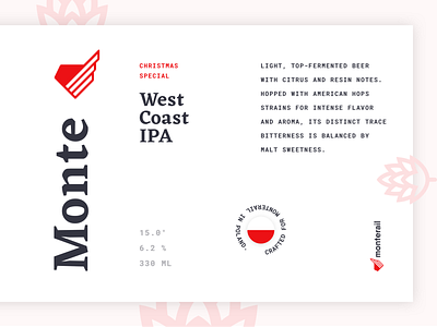Monte Beer — Christmas Special beer bottle clean cover design minimal monterail red simple type typography