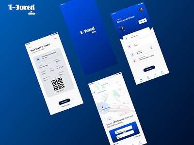 T-Fared (Cab Booking Application) adobexd design minimal ui ux