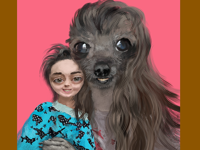A Lady And Her Dog dog graphic design low brow pop surrealism