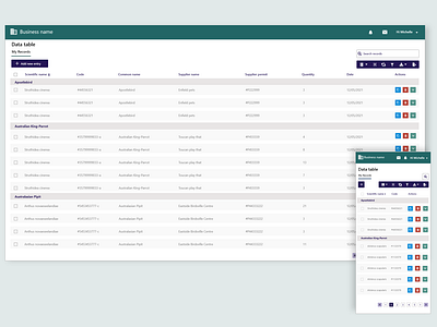 Data table component