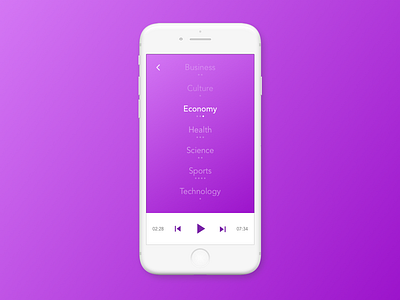 News App - Player gradient information ios news player podcast purple
