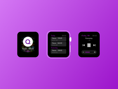 News App - Apple Watch apple information ios news player podcast purple watch