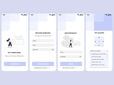 Daily Planner UI app design graphic design illustration minimal ui