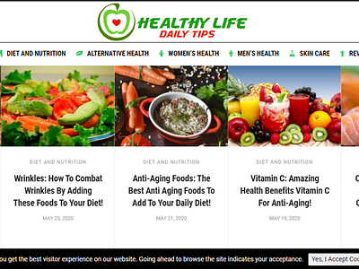 Healthy Life Daily Tips blog branding design health healthy ui ux web website wordpress