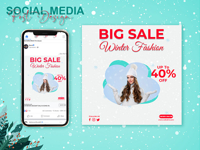 Social media post design | Winter sale marketing