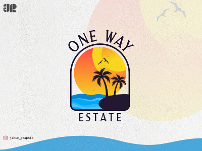 ONE WAY ESTATE | LOGO DESIGN beach travel logo design best logo 2022 branding creative logo design freelance logo designer freelancer graphic design jahir graphic logo logo design logo designer logo for travel managing company minimal minimalism one way estate logo portrait logo travel agency logo vector vintage logo