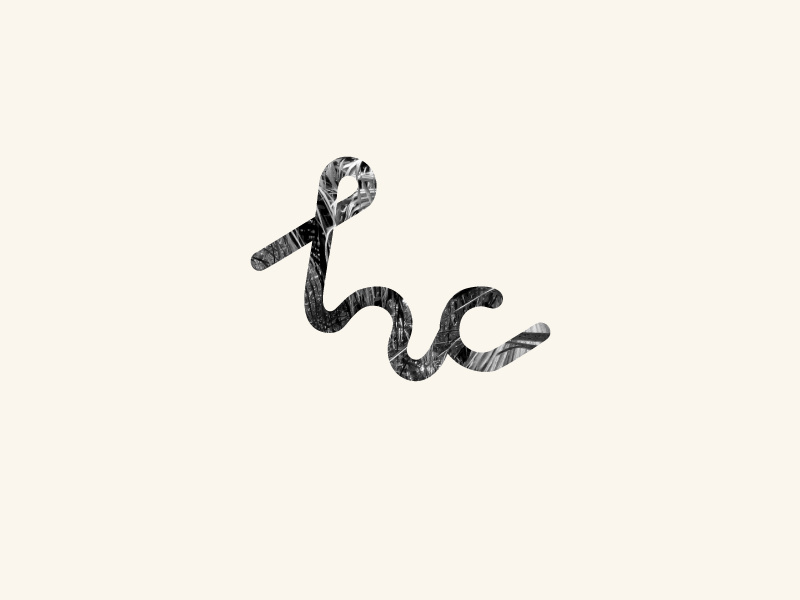 hc lettering h c black and white texture logo