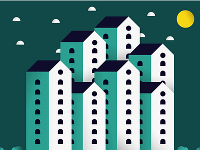 Town Illustration #1 brand build building city city branding design design art designs flat flat design flat illustrator flatdesign illustration illustration art illustrations minimal minimalist sun town vector