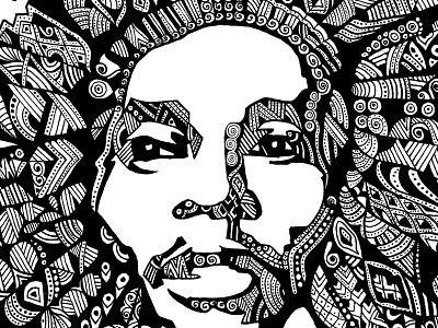 Bob Marley black ink paper singer withe