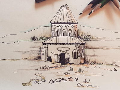 1 armenia black church draw drawing ink painting paper pen yerevan
