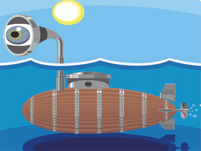 Submarine design illustration vector