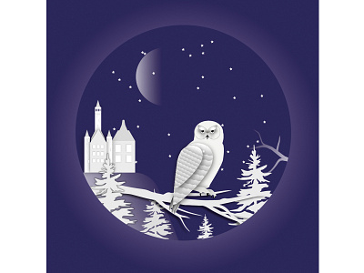 Paper-Cut-Owl design illustration vector