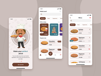 Pizza delivery app blue brown delivery food home page pizza splash ui web design