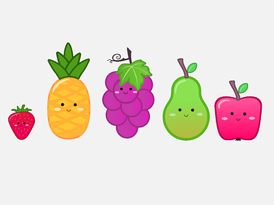 Fruit Mafia ananas apple cute faces fruit grape ikon illustration inkscape minimal pear strawberry vector