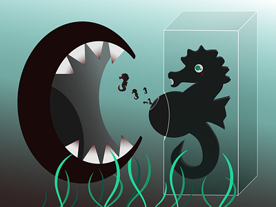 Metaphor animal abuse design illustration metaphor seahorse