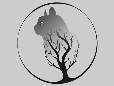 Wild nature animal cat design grey illustration nature tree wild