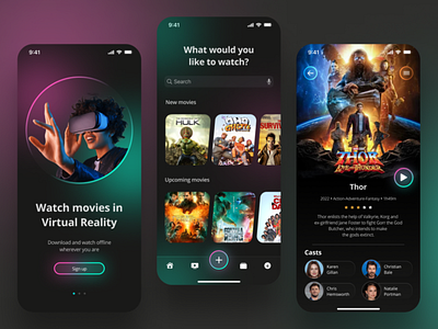 Movie Streaming App app design neon effect product design ui uiux design ux ux design