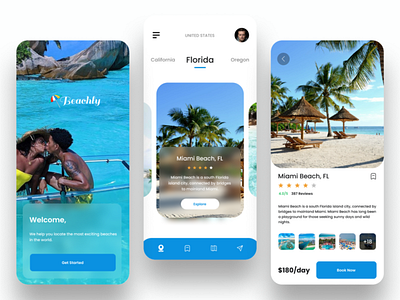 Beach Booking App (Beachly) app beach app design product design ui uiux design