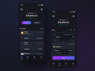 Crypto Wallet App app app design crypto app crypto wallet product design ui uiux design