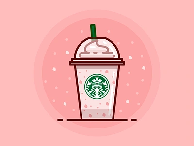 Strawberry Fabujinuo drinks fabujinuo frappuccino icon iconography illustration line orange outline starbucks strawberry vicky