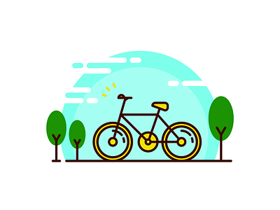 Bike bike illustration line outline tree vicky