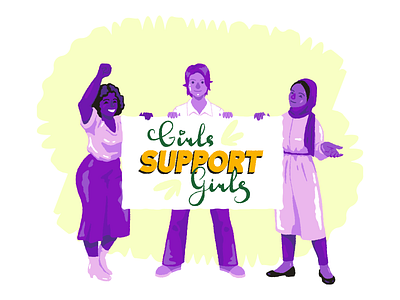 Girls support girls digital art illustration vector art