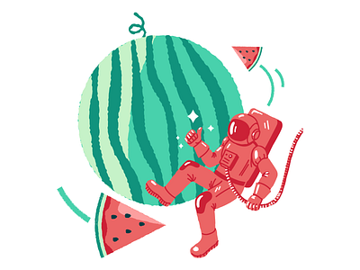 Watermelon orbit digital art icons8 illustration planet space technology vector art