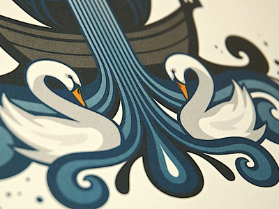 King of the lakes: detail folk illustration swan vector
