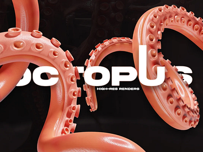OCTOPUS RENDERS 3d branding covers design generator graphic design high illustration octopus pngs posters renders resolution tentacle textures ui ux web