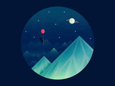 Lucy balloon beatles diamond illustration lucy moon mountain mountains movie sky tribute vector