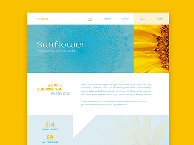Sunflower clean flat flatdesign layout sunflower ui web web page webdesign website